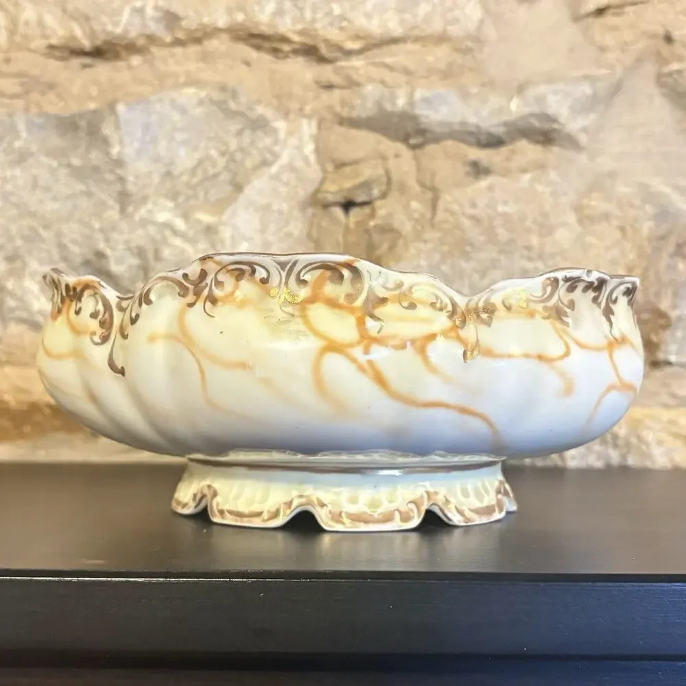 Nippon Morimura Antique Hand Painted Porcelain Bowl Raspberry Floral Gold Trim